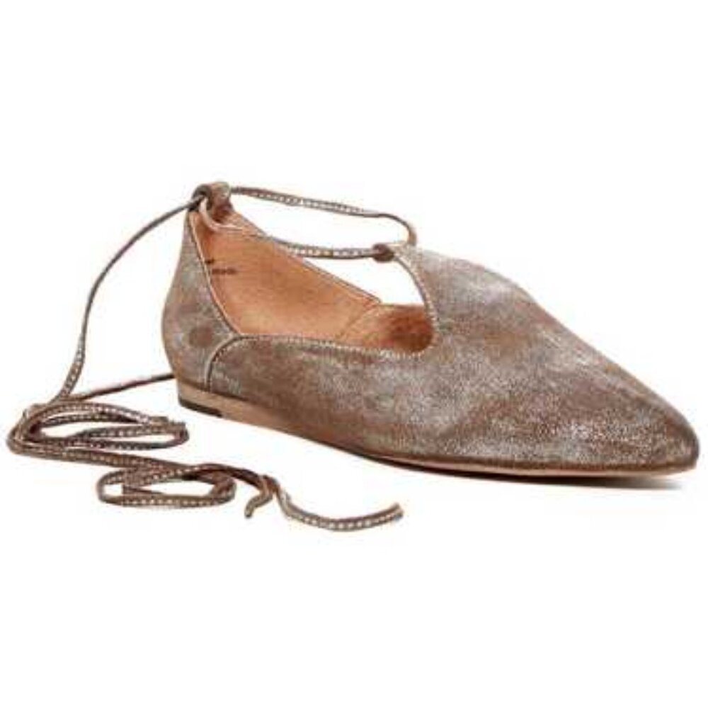 Seychelles Ankle Wrap Ballet Flats Nude Suede Sz 10 NWB